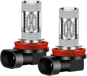 Ruiandsion H11 H8 H9 H16 LED Fog Light Bulbs 1:1 Size Flash Strobe 2525 XBD Chip 6SMD 10-30V Non Polarity 600LM Red LED Bulbs for Daytime Running Lights or Fog Light (Pack of 2)