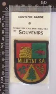 VINTAGE MILLICENT SOUTH AUSTRALIA TRAVEL SOUVENIR PATCH WOVEN CLOTH SEW-ON BADGE