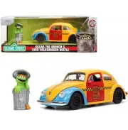 1959 Volkswagen Beetle Sesame Street, Jada Car Taxi Yellow Blue Diecast Figure