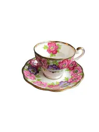 在飛比找Yahoo奇摩拍賣-7-11運費0元優惠優惠-英國骨瓷royal standard粉色紫色花卉骨瓷咖啡杯杯