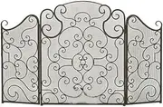 Fireplace Screen Panel Fireplace Screen 3 Panel Ornate Wrought Iron Black Metal Fire Place Standing Gate Fire Safety (Color : Red Copper)