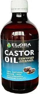 Certified Organic Castor 500ML Oil, Cold-Pressed castor oil, Hexane Free, Castor oil for Hair Growth, Eyebrows, Eyelashes and Dry Skin. Anti-oxidant oil for hair, skin, face.(Plastic Bottle) (500 ML)