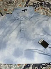 Asher Golf Polo Shirt Solstice Sky Print Blue White XXL