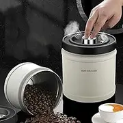 Uandhome Airtight Coffee Canister, Vacuum Storage Jars with Pump, Large Capacity Sealed Stainless Steel Kitchen Food Storage Container for Grounds Coffee, Beans, Tea, Flour, Cereal, Sugar 1.6L