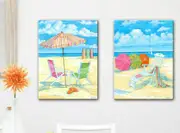 Set of 2 50x70x3cm each Summer Beach Framed Canvas Print