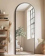 PIUDOC 58"x19"Floor Mirror Full Length,Arched Full Length Mirror with Stand,Full Body Mirror,Hanging or Large Leaning for Bedroom Living Room Black