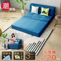 在飛比找momo購物網優惠-【潮傢俬】懶懶好時光加厚款沙發床-寧靜藍(幅120 沙發床)