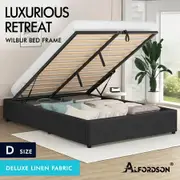 ALFORDSON Bed Frame Double Size Gas Lift Storage Mattress Base Charcoal WILBUR