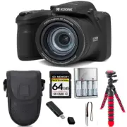 Kodak PIXPRO AZ405 Digital Camera (Black) + Tripod + Case - 64GB Kit
