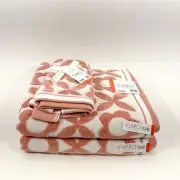 Caro Quick Dry 2 Bath and 2 Fingertip Towels 4Pc 100% Cotton Pink & White New