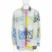 Runway VERSACE 2019 Techno Baroque distressed Medusa oversized shirt EU38 S