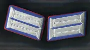 German WW1 Prussian Officers Collar Tabs silver on blue wool repro