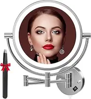 Auxmir Cosmetic Mirror with LED Lighting 1X/30X Magnification, Dimmable Makeup Mirror with Touch Switch, 3 Colours Adjustable, Shaving Mirror Wall Mounted for Bathroom, Spa and Hotel