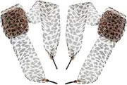 [Healeved] 1 Pair Ribbon Gauze Wide Flat Shoestrings Leopard Lace Shoelaces for Sports Animal Print Shoelaces Ribbon Shoe Laces Women Leopard Polyester