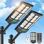 Solar Street Lights Outdoor Waterproof LED Parking Lot Light Motion Sensor Dusk to Dawn Remote Control 1PC