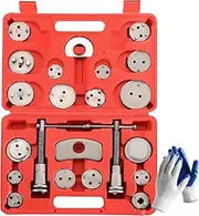 24PCS Disc Brake Caliper Tool Kit | Heavy Duty Disc Brake Piston Caliper Compressor Rewind Tool Set for Brake Pad Replacement Reset, Fits Most American European Japanese Autos (Red)