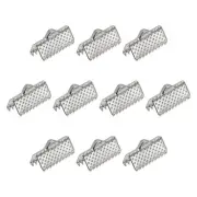 240Pcs Ribbon Crimp Clamp Ends 13mm Cord End Clasp for DIY Craft Silver White