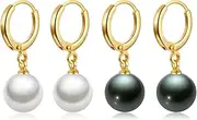 [JAXXEL] Pearl Earrings for Women, Pearl Drop Earrings Set 18K Gold Plated Hypoallergenic Earrings Pearl Dangle Earrings Fine Jewelry for Women