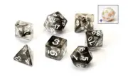 Sirius Dice Polyhedral Set - 7 Translucent Black Cloud + 1 Bonus D20 New In Tube