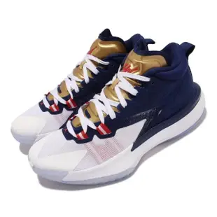 【NIKE 耐吉】籃球鞋 Jordan Zion PF 1 運動 男鞋 喬丹 錫安 避震 包覆 USA 球鞋 白 藍 紅(DA3129-401)