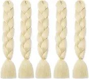 60 cm Braiding Hair Extensions, Jumbo Braids, Synthetic Hair, 5 Pieces, 24 Inch Hair Braiding Extensions, Crochet Twist Box, Colourful Synthetic Hair Braids, Bleached Blonde