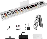 Cossain 88 Key Digital Piano with Lighted Keys, Folding Piano Keyboard [Full Size/Semi-Weighted] Portable Piano w/Piano Bag, [Bluetooth & MIDI] Electric Piano Keyboard for Beginners, Teens, Adult