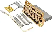 Wilkinson M Series 54mm(2-1/8 inch) String Spacing 6-Screw Modern Style Saddle Guitar Tremolo Bridge with Push-In Arm 36mm Block for Strat Style Electric Guitar, Gold