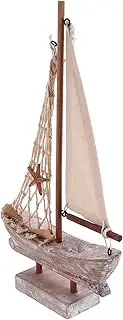 BELLIFFY Decorative Sailing Ship Model Nautical Wooden Boat Mediterranean Style for Living Room