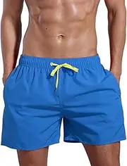 [Maiyifu-GJ] Men's Lightweight Swim Trunks Quick-Drying Board Shorts Elastic Waist Swimming Trunks with Pockets