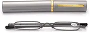 Easy Carry Mini Compact Slim Reading Glasses—Lightweight Portable Readers with w/Pen Clip Tube Case