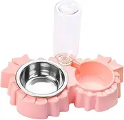 Happyyami Automatic Dog Bowls 1 Cat Food and Water Bowl Set with Water Dispenser and Stainless Steel Bowl for Puppy and Kitten