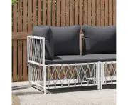 Elegant White Woven Fabric Garden Corner Sofa with Comfort Cushions
