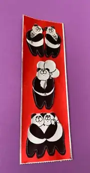 Vintage 80’s Russ Dandies Panda Bears Foil Sticker Strip
