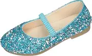 [TRIWORIAE] Princess Shoes Girls Glitter Shoes Kids Flat Shoes Girls Sequins Mary Jane Party Elegant Ballet Flats
