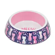 All Day Melamine Flowers Meow Cat Bowl Pink