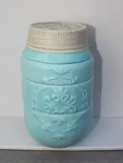 Blue Ceramic Mason Jar Stacking Measuring Cups Set of 4 Primitive Country Decor