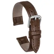 Leather Watch Band 15mm Embossed Cowhide Strap with Spring Bars Brown