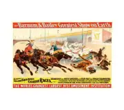 1895 Barnum and Bailey Circus - Furious Two and Four-Horse Chariot Races Poster