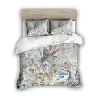 Linen Peacock Feather Queen/Double/King/Single Bed Duvet/Quilt/Doona Cover Set
