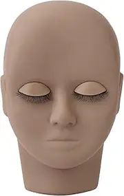 Eyelash Mannequin Head Double Layer Lash Extension Removable Eyelids Makeup Practice Head Dark Brown Light Brown Pink (Dark Brown)