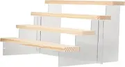 PartyKindom Action Figure Holder Shelf Stand Riser Desktop Storage Display Riser Figurine Display Stand Shelves Mount Small Display Cabinet Doll Ornament Display Stand Models Wood + Acrylic
