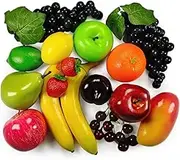 Artificial Fruits Pack, Fake Fruits for Home Decor, Simulation Fruit Set, Party Chirstmas Decortion, Fruit Modle for Photoshoot, Fake Strawberry, Mango, Bananas. Total 20 Pieces/Set