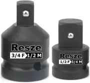 2PCS Impact Socket Adapter and Reducer Set,3/4"to 1/2" & 1/2"to 3/4" Drive Socke