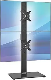 Dual Monitor Stand - Vertical Stack Screen Free-Standing Desk Mount Arm Riser Fits Two 13 to 34 Inch Computer Monitors with Swivel, Tilt, Height Adjustable, VESA Stand 100 x 100mm, 75 x 75mm AX05TB02