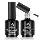 Base Gel Top Coat Set, 2Pcs 15ML/0.5OZ Clear Base Coat No Wipe Top Gel Set So...