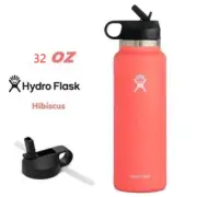 32oz Hibiscus Hydro Flask Water Bottle Stainless steel Wide Mouth with Straw Lid