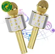 Wireless Bluetooth Karaoke Microphone 2 Pack, 4-In-1 Handheld Mic Speaker for Si