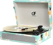 Vinyl Record Player Bluetooth Record Player with Built-in Speakers, Vintage Portable Suitcase Turntable 3 Speed with USB Recording Headphone/RCA/AUX Jack Record Player Blue