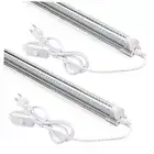 LED Shop Light 2ft, 20W 3000LM T8 LED Light Fixture, Clear Cover, 2 Feet 5000K