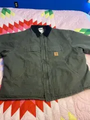 Carhartt Jacket Men 4XL Green C 26 MOS Outdoor Corduroy Collar Work Wear Chore